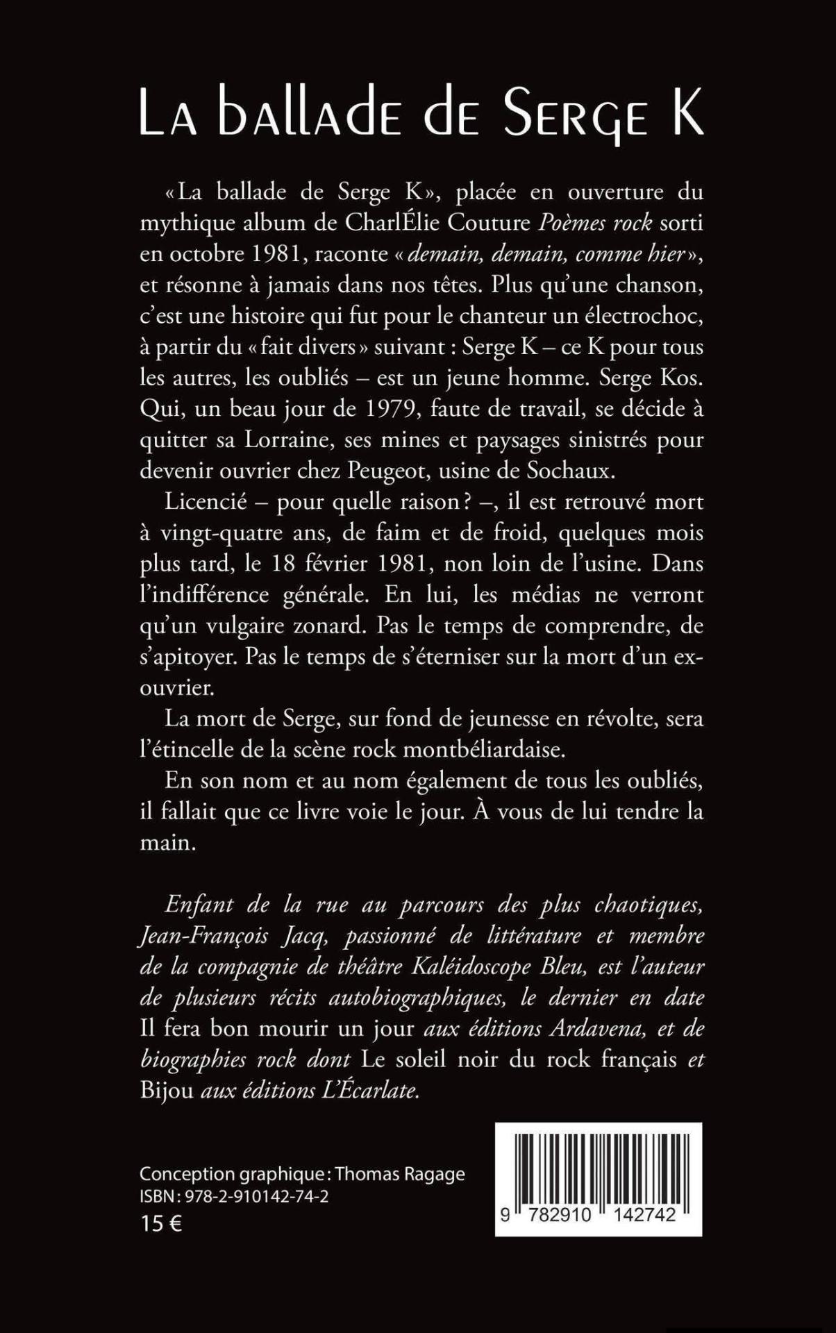 La ballade de serge k 4e de couverture
